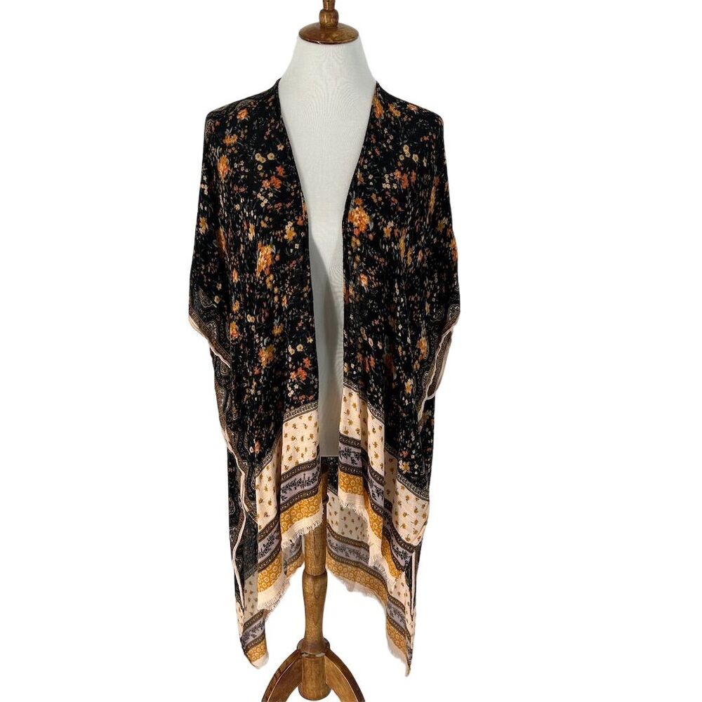 American Eagle Outfitters Black and Orange Patterned Cardigan - Picture 3 of 9